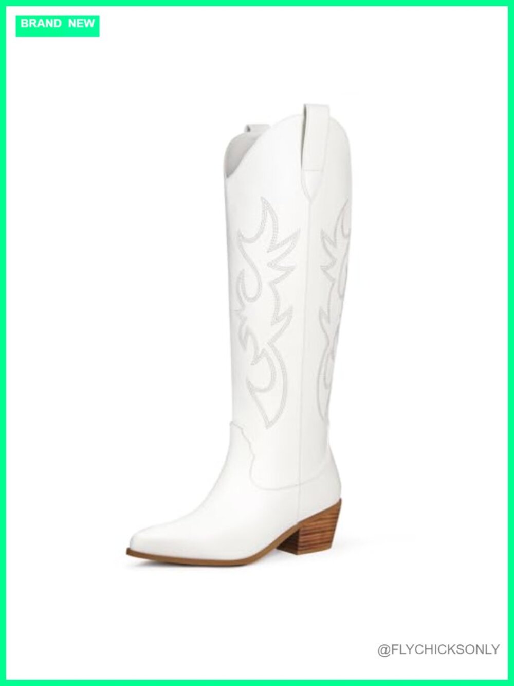 Western Knee High Cowboy Boots with Embroidered PU Leather Wide Calf